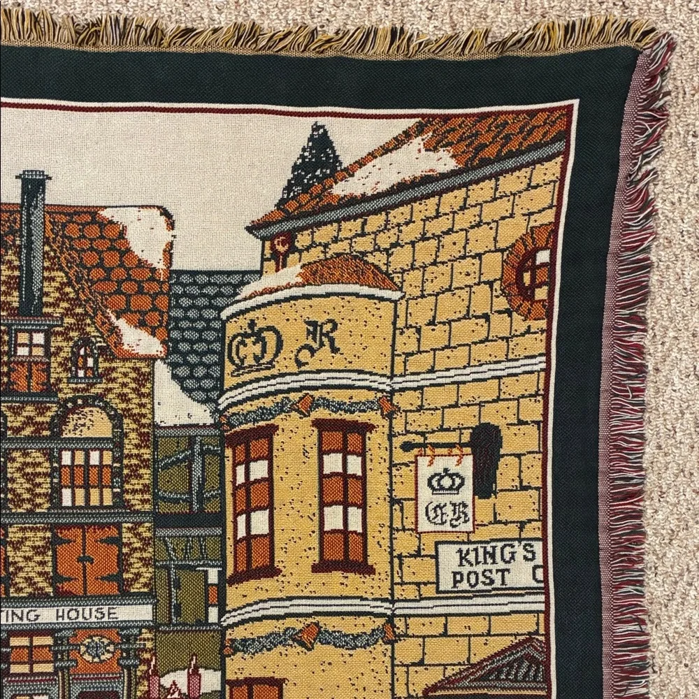 Vintage Goodwin Weavers Dickens’ Villlage Series Woven Throw